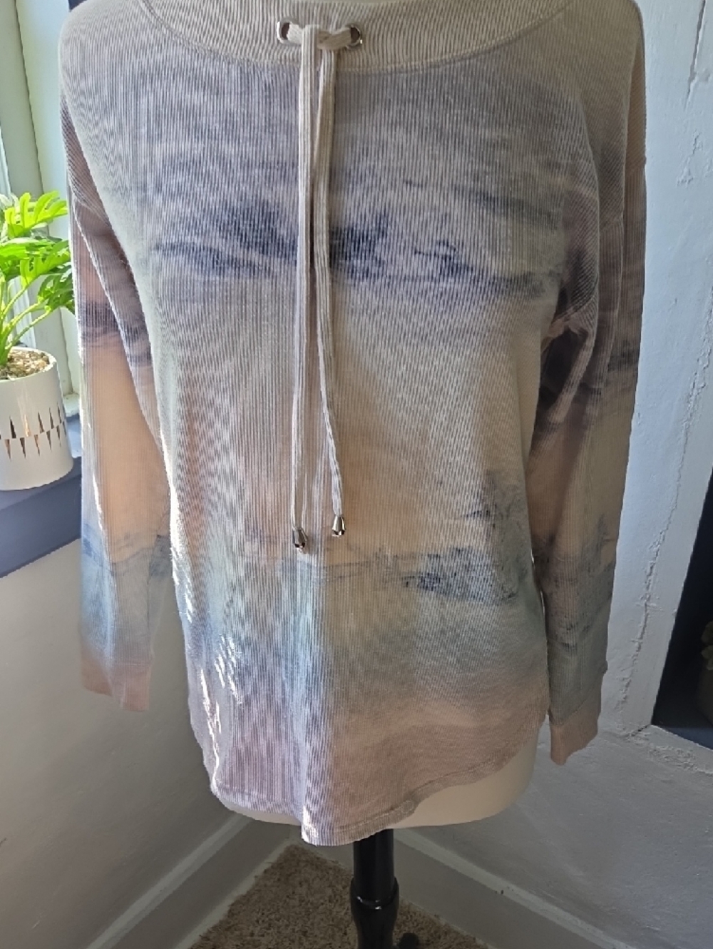Christopher & Banks Neutral Multi Ribbed Tie-Front Pullover - Picture 7 of 13